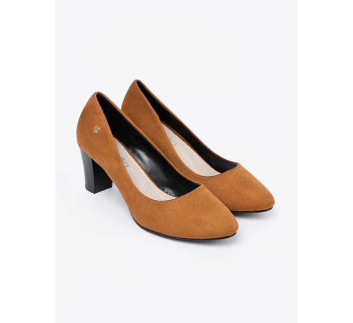 Módní  lodičky Karmelowy dámské na širokém podpatku