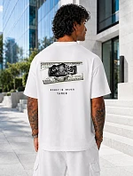 Pánské tričko oversize Money Is Never Tamed bílé FashionStreet NX4013R