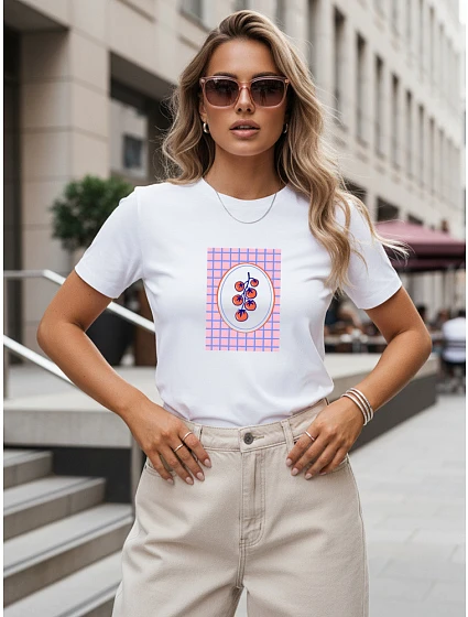 Dámské bavlněné tričko s potiskem rajčat, bílé, FashionStreet NX8037RY