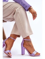 Dámské sandály na vysokém podpatku se zirkony fialové model 21615112 - Boto