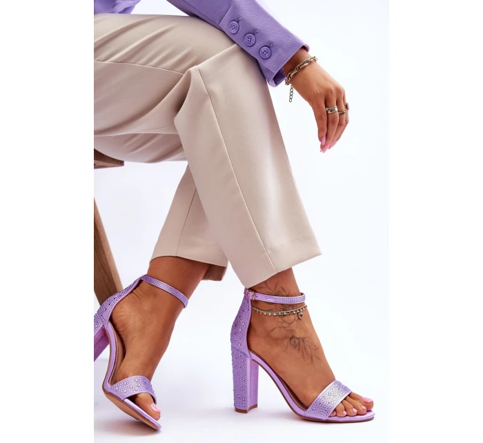 Dámské sandály na vysokém podpatku se zirkony fialové model 21615112 - Boto