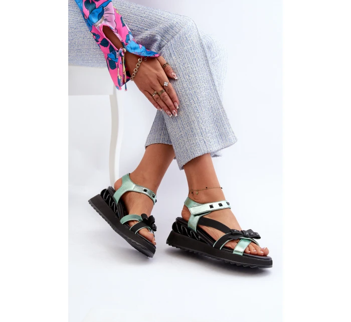 Dámské Sandály S Mašlí D&A CR956 Zelené