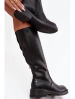 Kožené dámské kozačky vyhřívané model 21728450 Černé - Maciejka