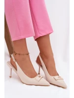 Dámské Sandály na Podpatku S Dekorativním Detalem Světle Béžové model 21937390 - Boto Dámské Sandály na Podpatku S Dekorativním Detalem Světle Béžové model 21937390 - Boto