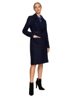 M708 Fleecový kabát s páskem a kapsami - černý