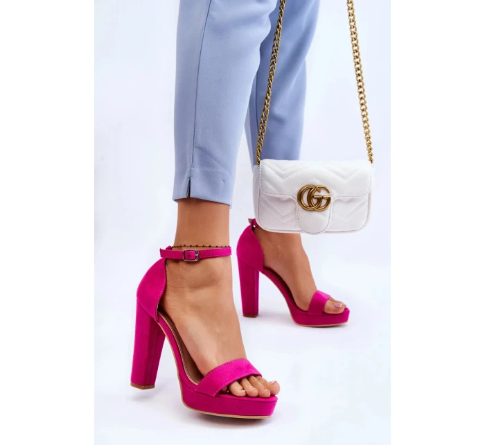 Semišové Sandály Na Podpatku Fuchsie Spectacular