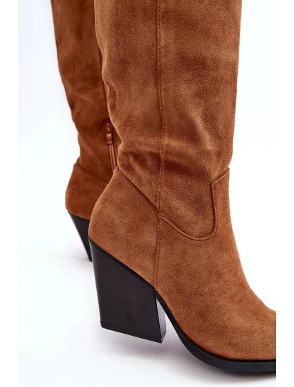Módní semišové kovbojské boty Camel Delia Módní semišové kovbojské boty Camel Delia