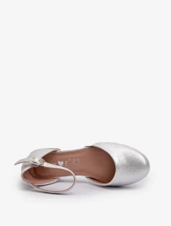 Dětské lesklé sandály Nelly na nízkém podpatku