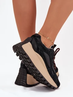 Dámské kožené tenisky na platformě Big Star HI-POLY SYSTEM – černé