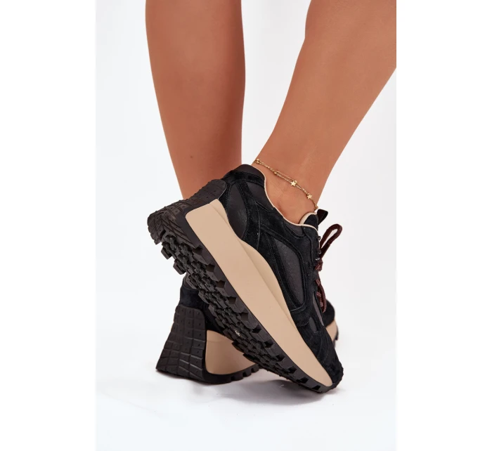 Dámské kožené tenisky na platformě Big Star HI-POLY SYSTEM – černé Dámské kožené tenisky na platformě Big Star HI-POLY SYSTEM – černé