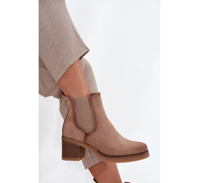 Dámské kotníkové boty Zelia na sloupku – béžové Dámské kotníkové boty Zelia na sloupku – béžové