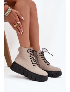 Dámské kožené kotníkové boty na platformě Vinceza – béžové
