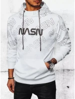 Pánská mikina s kapucí s potiskem bílá FashionStreet BX5570