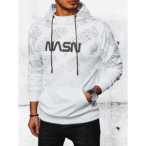 Pánská mikina s kapucí s potiskem bílá FashionStreet BX5570