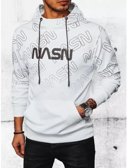 Pánská mikina s kapucí s potiskem bílá FashionStreet BX5570