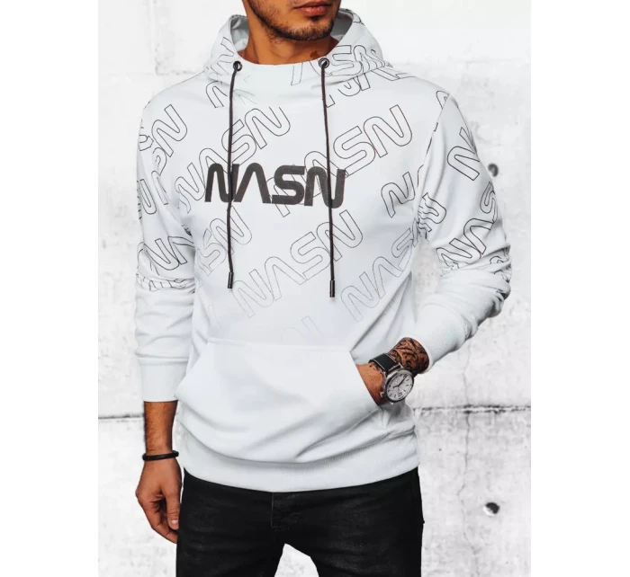 Pánská mikina s kapucí s potiskem bílá FashionStreet BX5570