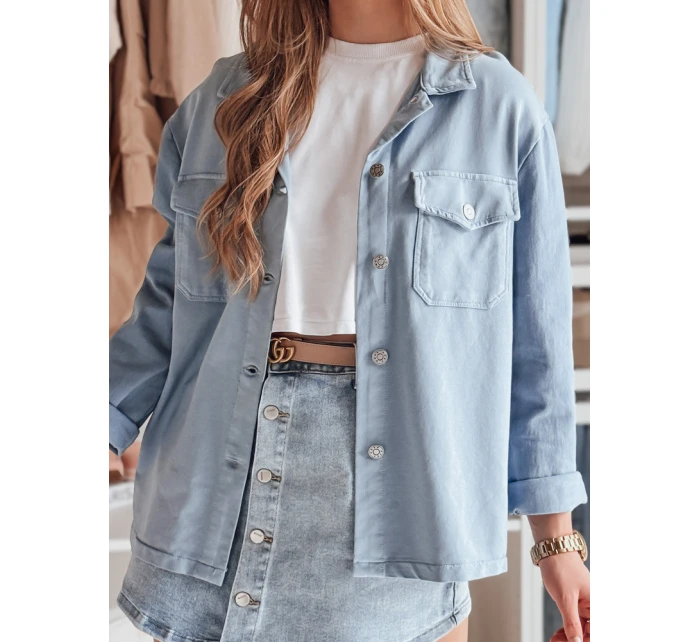 Dámská košilová bunda OVERBOR modrá FashionStreet TY4887 Dámská košilová bunda OVERBOR modrá FashionStreet TY4887