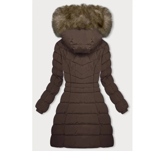 Hnědá péřová dámská zimní bunda model 21246013 - LHD Hnědá péřová dámská zimní bunda model 21246013 - LHD