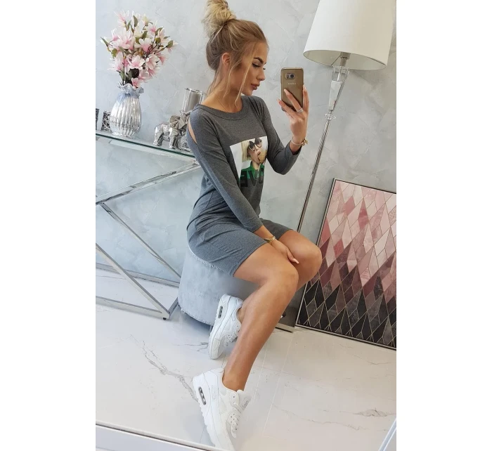 Šaty s potiskem Love v grafitové barvě