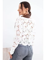 Dámský letní krajkový svetr s knoflíky a dlouhým rukávem černý