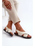 Dámské Kožené Sandály Béžové model 21664492 - Zazoo