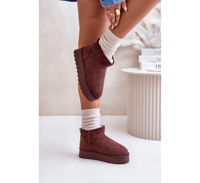 Dámské Sněhule Na Platformě Zateplené Kožíškem Tmavě Hnědé model 21672069 - Boto Dámské Sněhule Na Platformě Zateplené Kožíškem Tmavě Hnědé model 21672069 - Boto