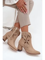 Semišové dámské kotníkové boty na béžové model 21713238 - Zazoo Semišové dámské kotníkové boty na béžové model 21713238 - Zazoo