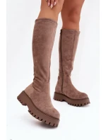 Zateplené dámské kozačky na platformě Big Star model 21821754 béžové - Big Star Shoes