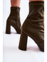 Dámské Materiál Boty Na Podpatku Khaki Amile Dámské Materiál Boty Na Podpatku Khaki Amile