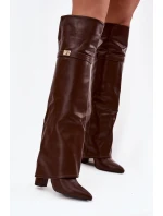 Dámské zateplené kozačky s holenicí nad kolena Serelle – hnědé Dámské zateplené kozačky s holenicí nad kolena Serelle – hnědé