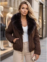 Dámská zimní bunda s odnímatelným límcem, hnědá, FashionStreet TY6071 Dámská zimní bunda s odnímatelným límcem, hnědá, FashionStreet TY6071