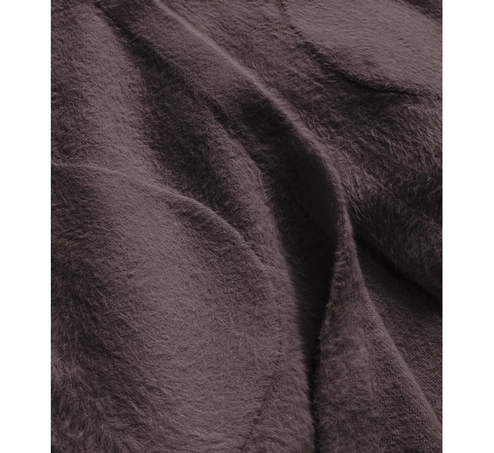 Dlouhý vlněný přehoz přes oblečení typu alpaka v barvě s kapucí model 19012675 - MADE IN ITALY