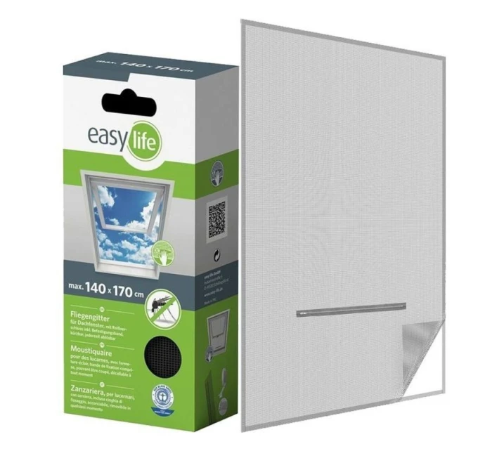 MOSKYTIÉRA NA STŘEŠNÍ OKNO 140X170 ČERNÝ POLYESTER + PÁSEK NA SUCHÝ ZIP