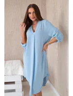 Šaty s výstřihem do V 88536 modré - Italian Fashion