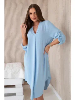Šaty s výstřihem do V 88536 modré - Italian Fashion