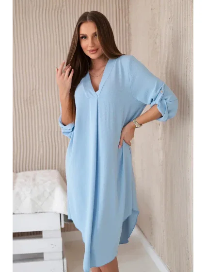 Šaty s výstřihem do V 88536 modré - Italian Fashion