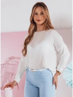 Dámský oversize hladký svetr SENZIA ecru FashionStreet MY2450