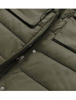 Dámská péřová vesta v army barvě s kapucí (CAN-860)