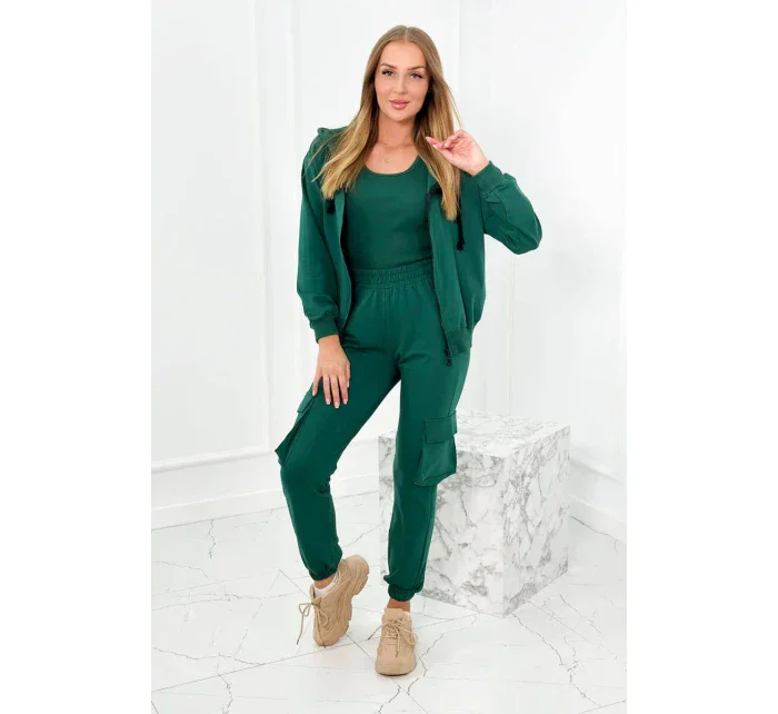 Set 3 v 1 mikina + top + kalhoty zelený Set 3 v 1 mikina + top + kalhoty zelený