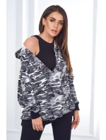 3dílná souprava Vřesoviště  halenka, top a legíny šedá + černá