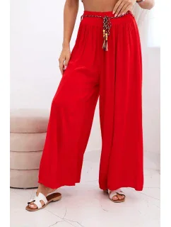 Dámské kalhoty z viskózy se širokými nohavicemi červený