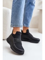 Sportovní Boty Na Platformě Kožené Černé model 21671710 - Artiker