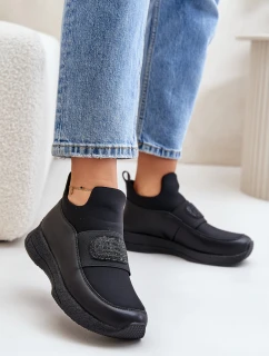 Sportovní Boty Na Platformě Kožené Černé model 21671710 - Artiker