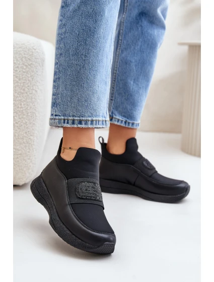 Sportovní Boty Na Platformě Kožené Černé model 21671710 - Artiker