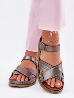 Dámské kožené sandály na platformě model 21701963 grafitové - Maciejka