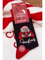 Pánské vánoční ponožky s nápisem a model 21786716 se Santa Černé - Aura.via