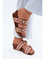Kožené vzorované dámské sandály na platformě model 22133529 Multicolor - Maciejka