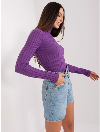Sweter PM SW model 18909404 ciemny fioletowy - FPrice Sweter PM SW model 18909404 ciemny fioletowy - FPrice