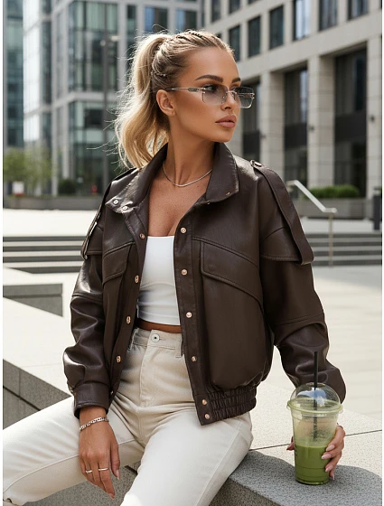 Kurtka damska z ze i brązowa model 22042890 - FashionStreet