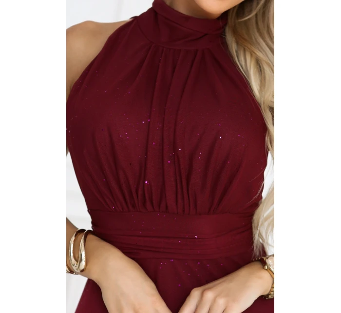 dlouhé šaty s  a elegantní  vínová barva model 21417004 - numoco basic
